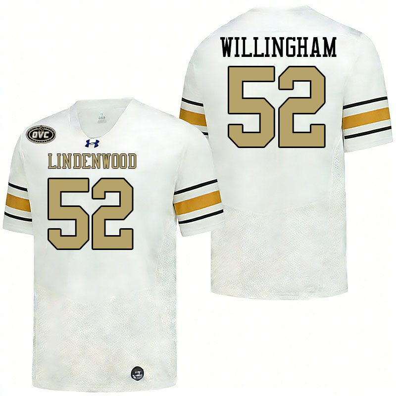 Lindenwood Lions #52 Jaymason Willingham College Football Jerseys,Uniforms-White